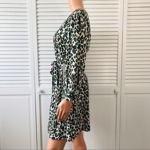 New ALEXIA ADMOR Green Leopard Print Button Front Belted Mini Dress Size 10 - Picture 5 of 11